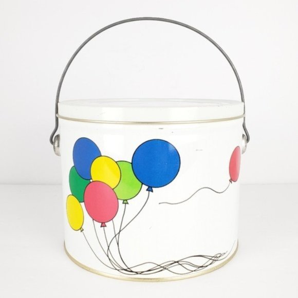 Vintage Other - Vintage Popcorn Bucket Lid Balloons Metal Handle Vintage